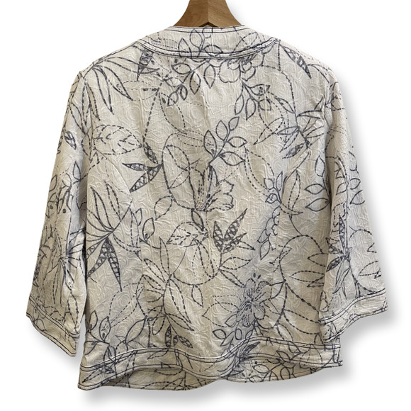 Pre-Owned Tanjay Blue and White Design Blazer Jacket Size 8 - Picture 2 of 3